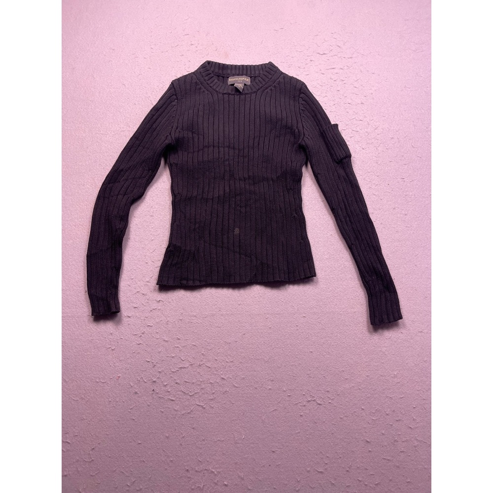 Banana Republic Sweater 100% Cotton Black Ribbed XS Womens
